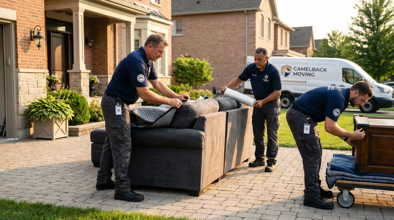 Large estate moving crew wrapping furniture in Valatie, NY